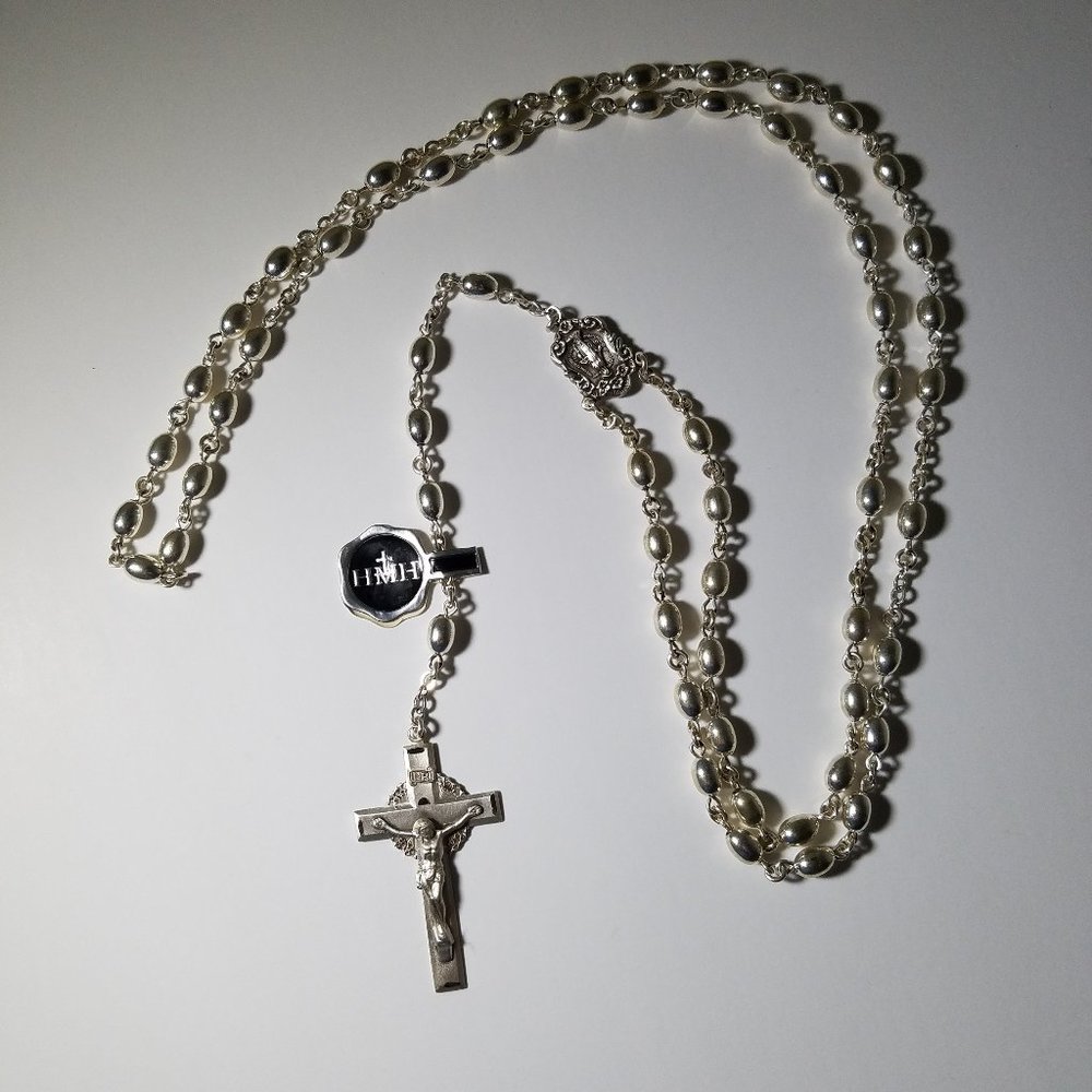 HMH All Sterling Silver Oval Rosary Beads
